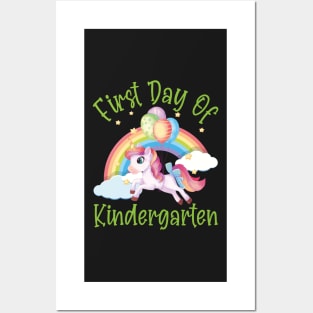 Pretty Unicorn and Rainbow | First Day of Kindergarten Posters and Art